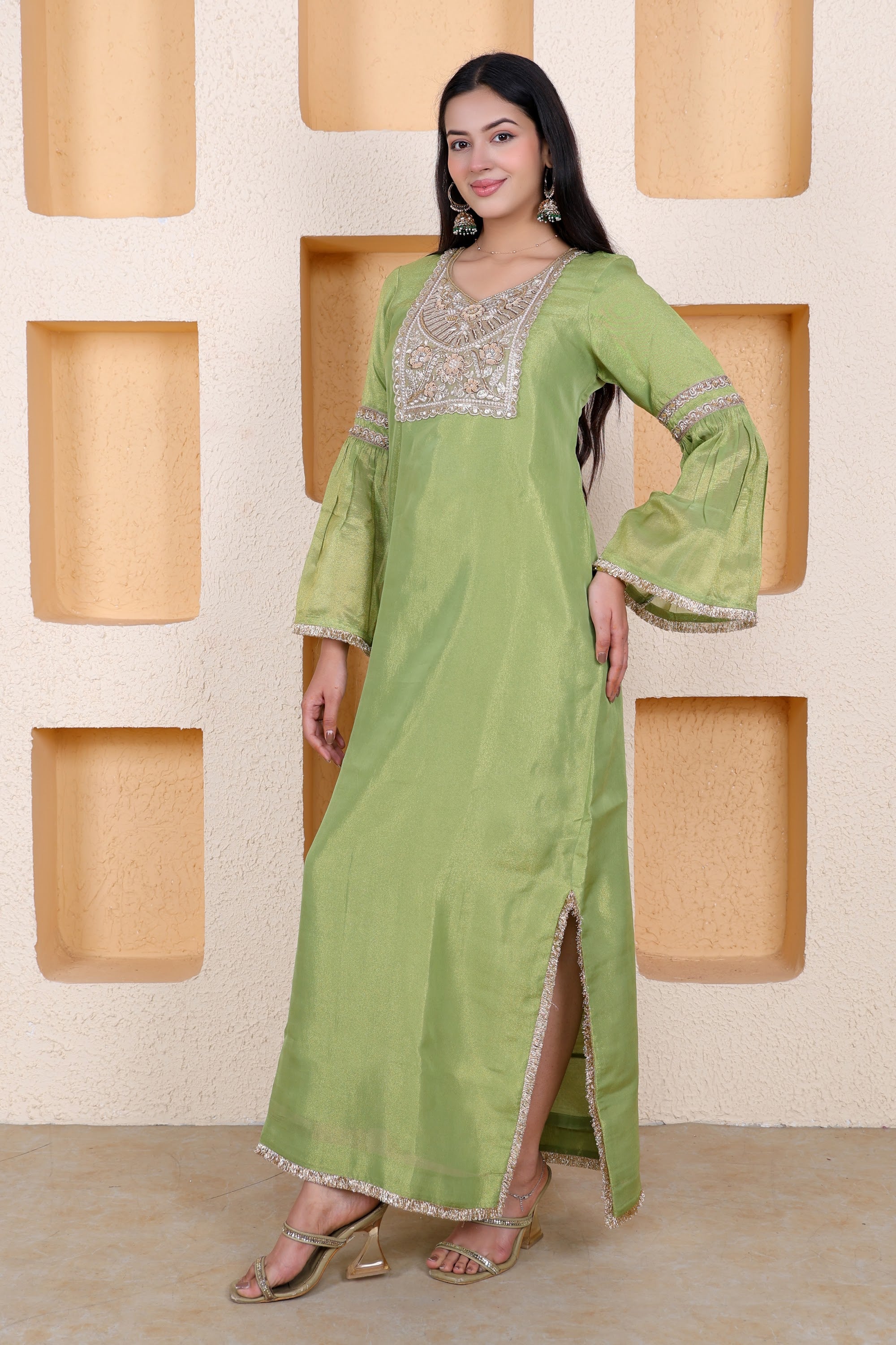 Example Product 7 - Lime green embroidered kurta
