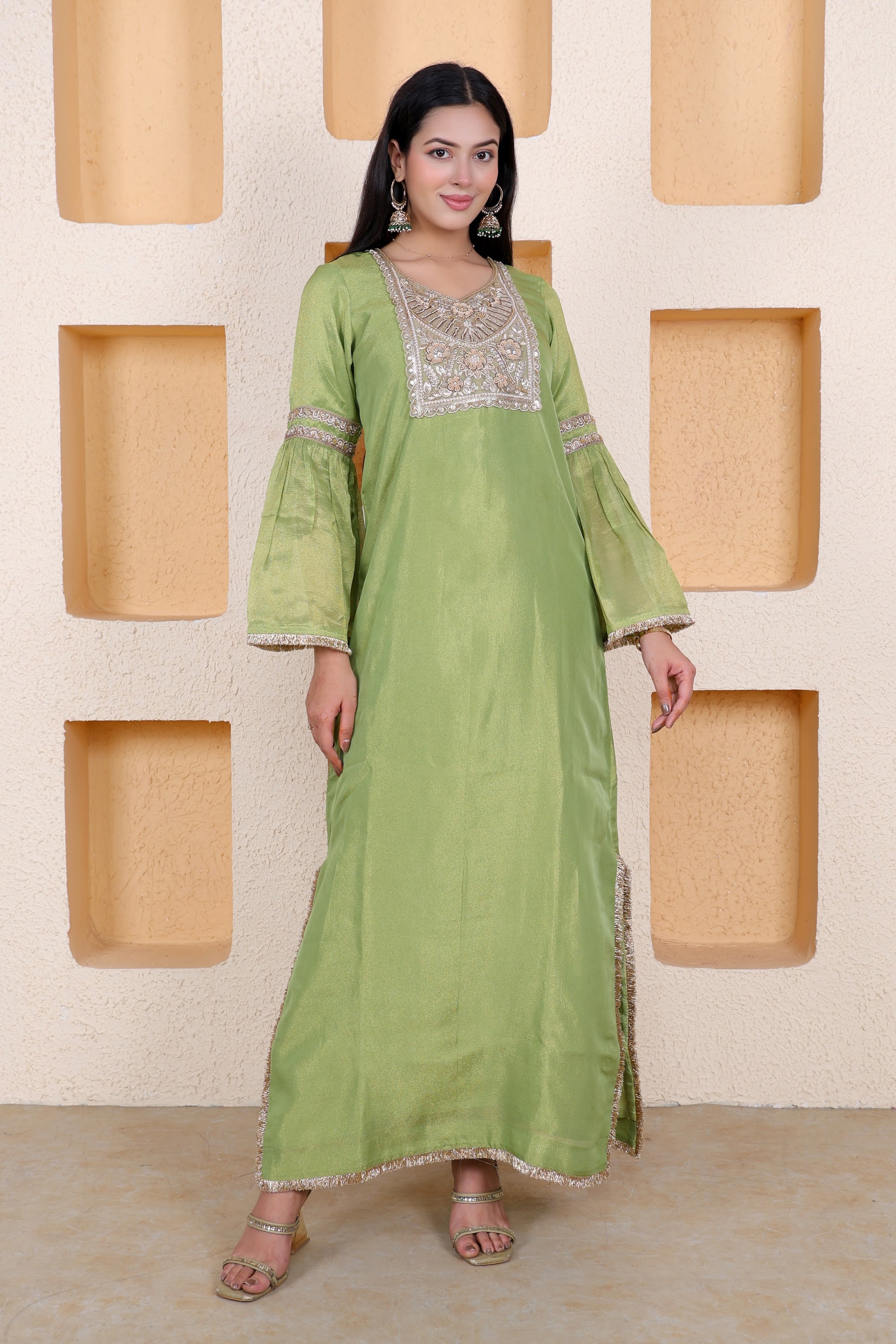 Example Product 7 - Lime green embroidered kurta
