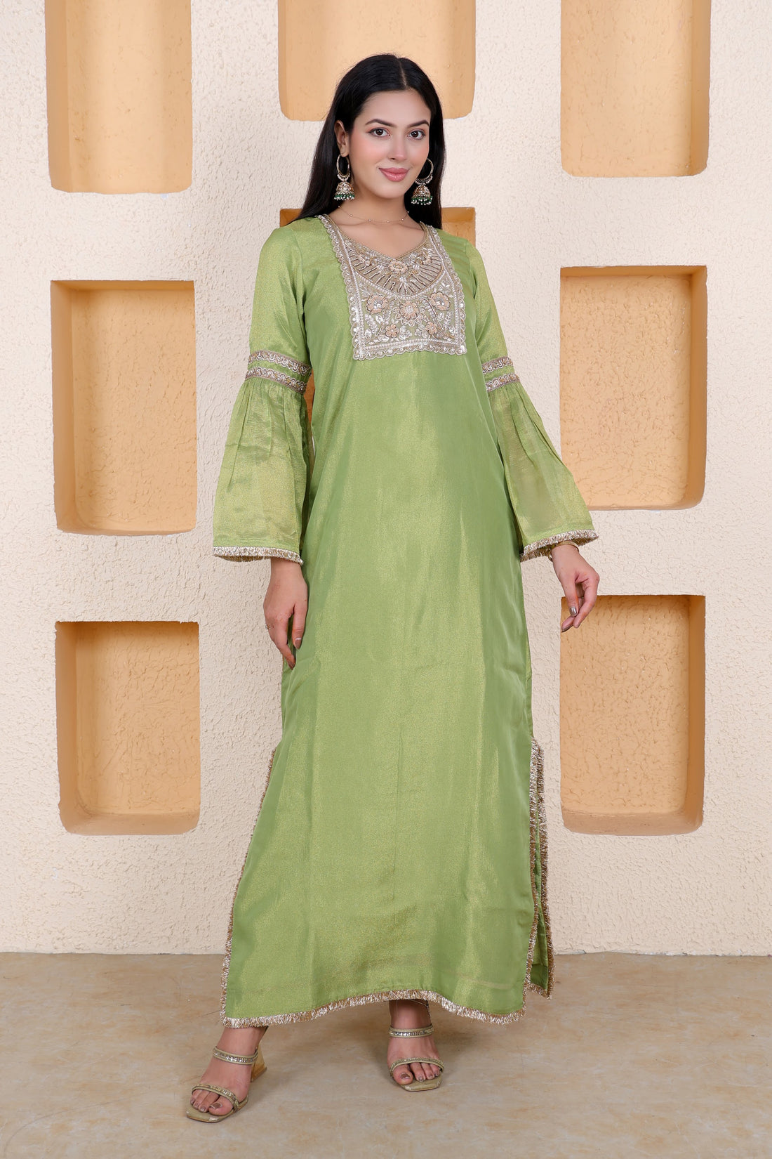Example Product 7 - Lime green embroidered kurta