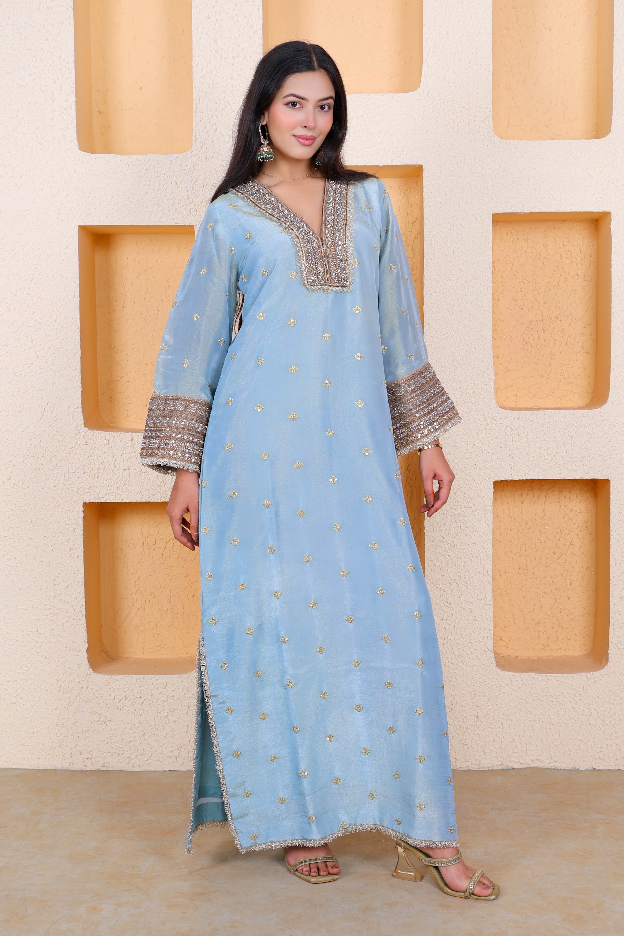 Example Product 3 - Powder blue embroidered kurta
