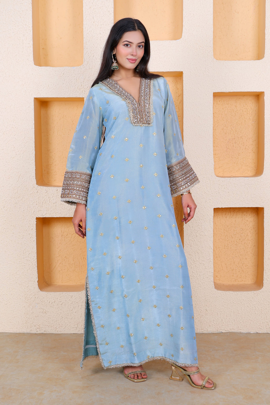 Example Product 3 - Powder blue embroidered kurta