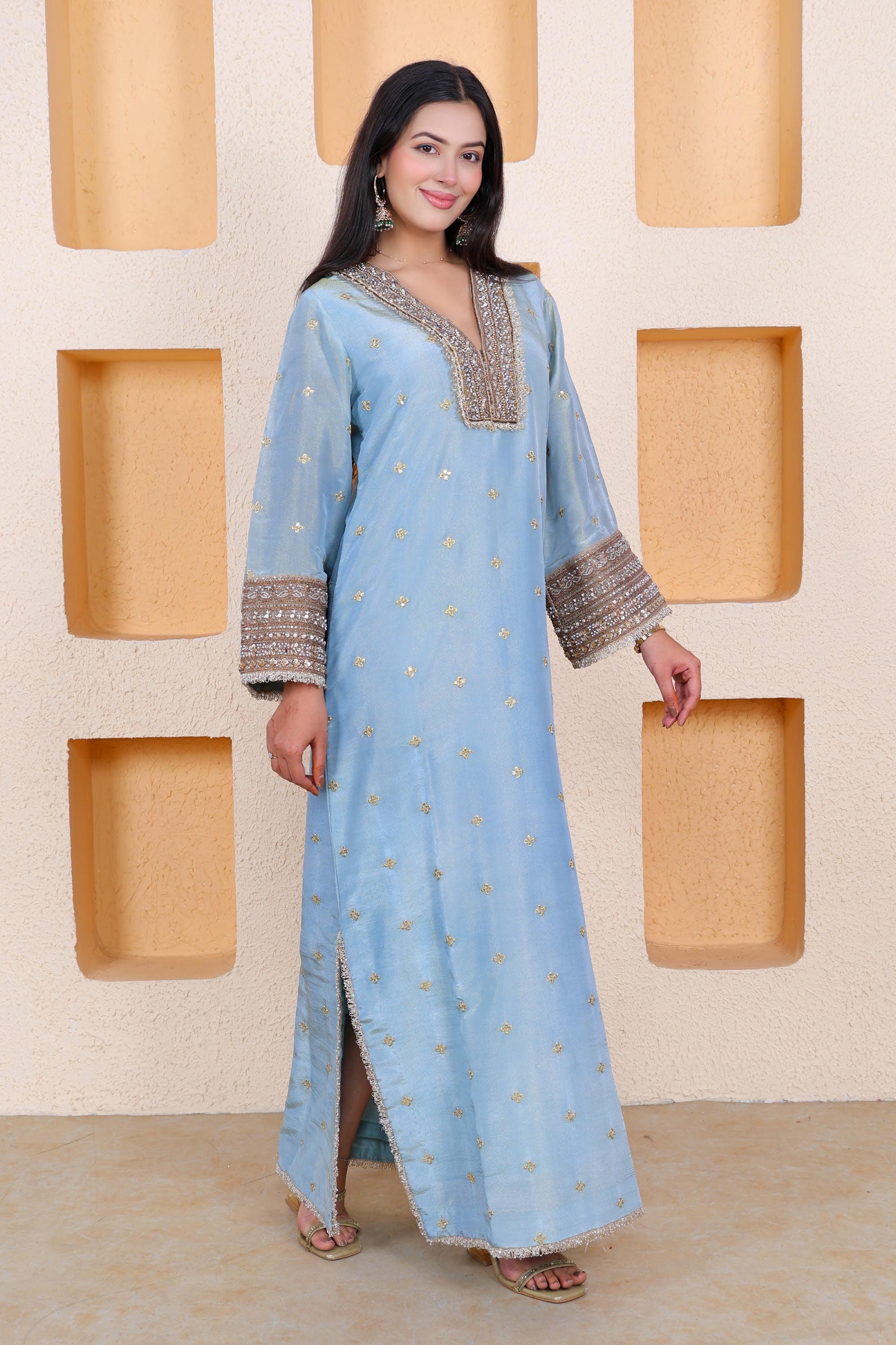Example Product 3 - Powder blue embroidered kurta