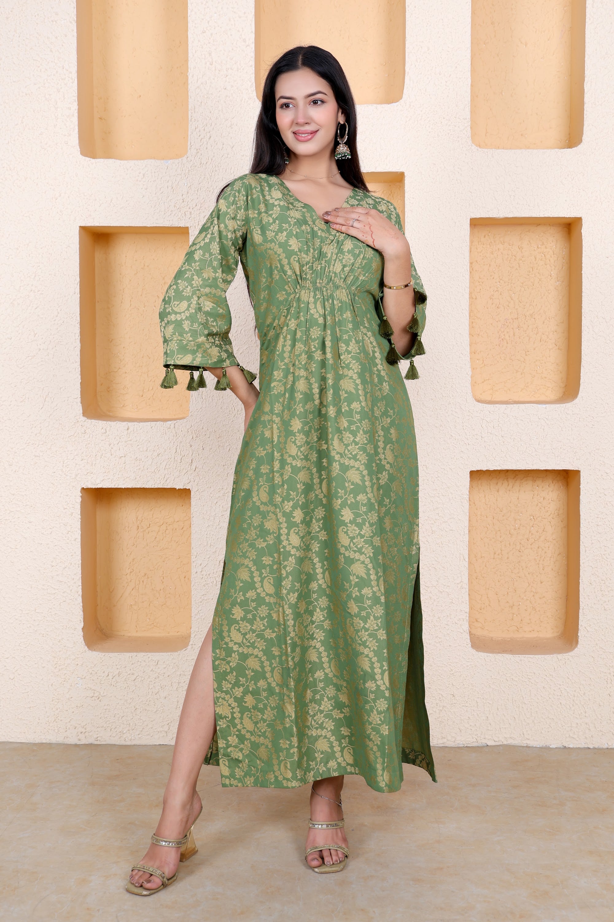 Example Product 6 - Sage green printed kurta