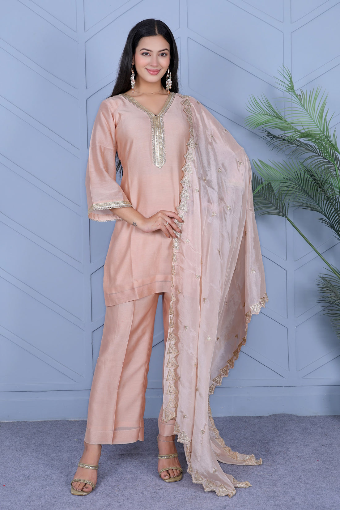 Example Product 13 - Peach kurta set with dupatta