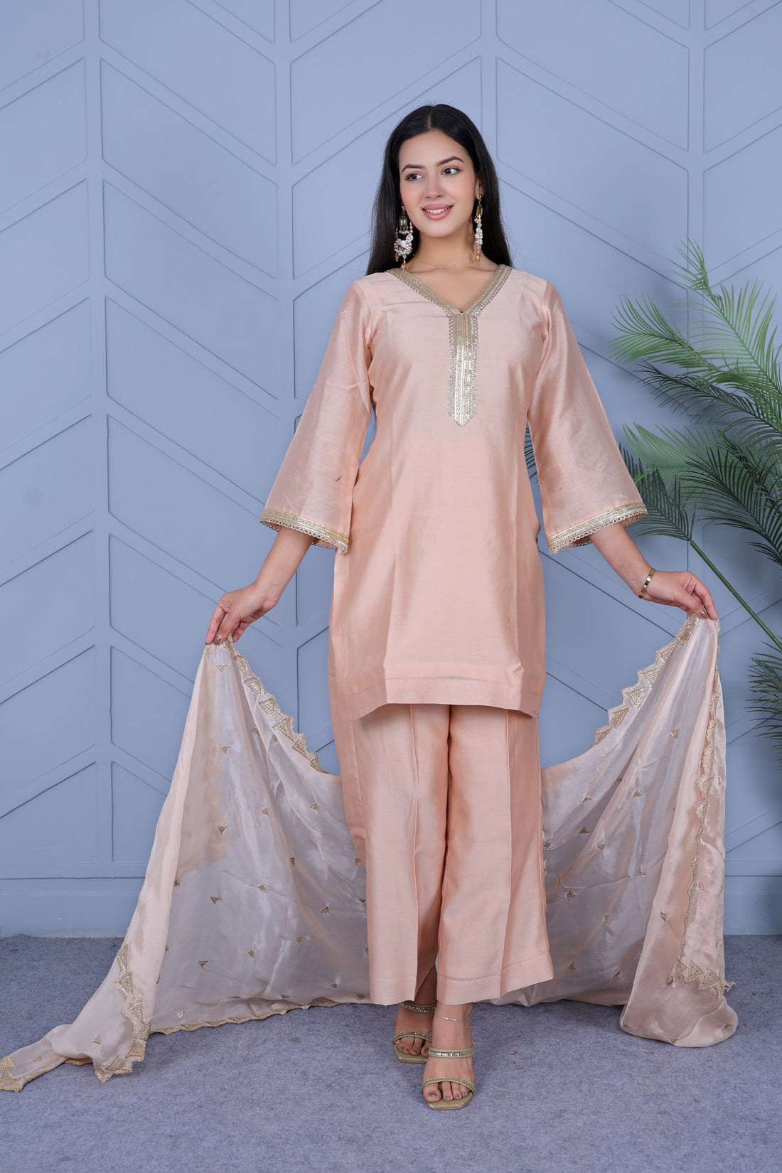 Example Product 13 - Peach kurta set with dupatta