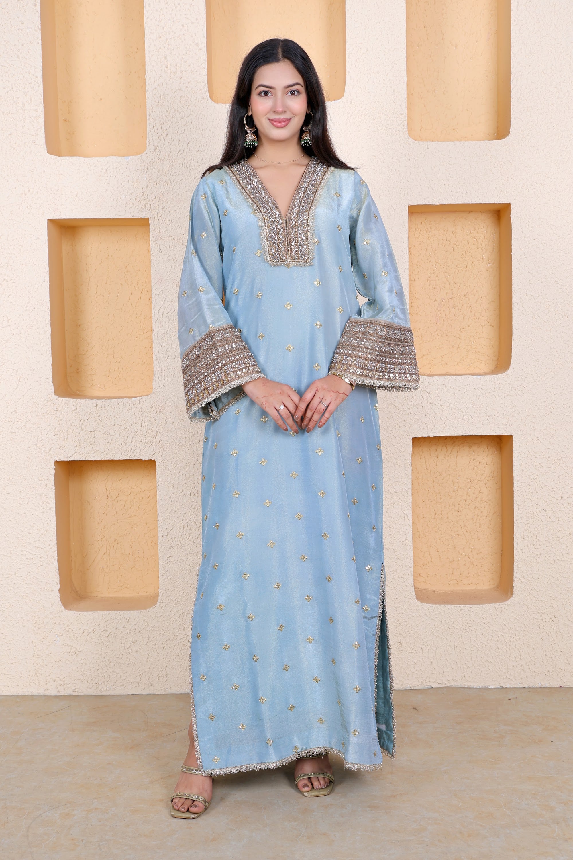 Example Product 3 - Powder blue embroidered kurta