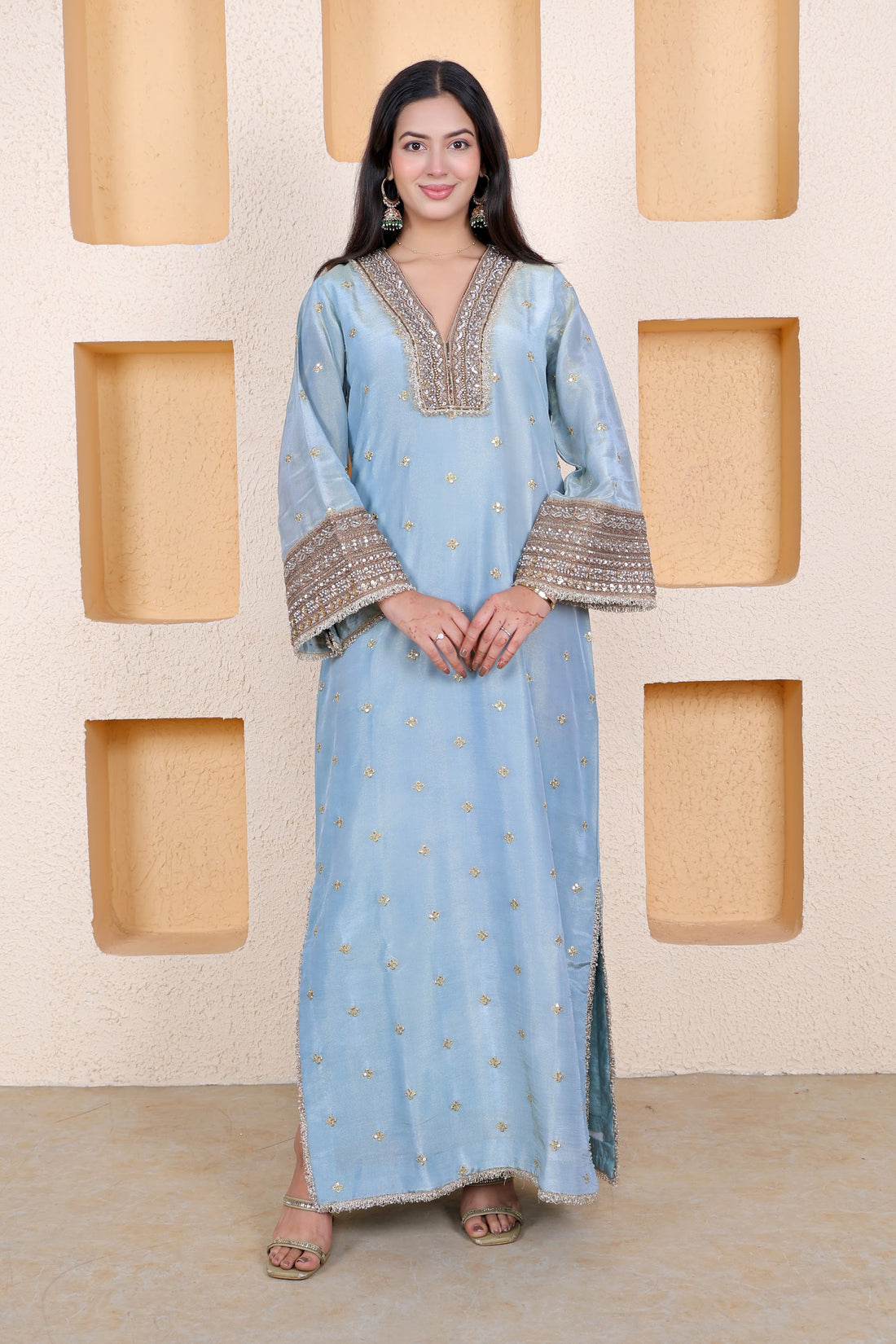 Example Product 3 - Powder blue embroidered kurta