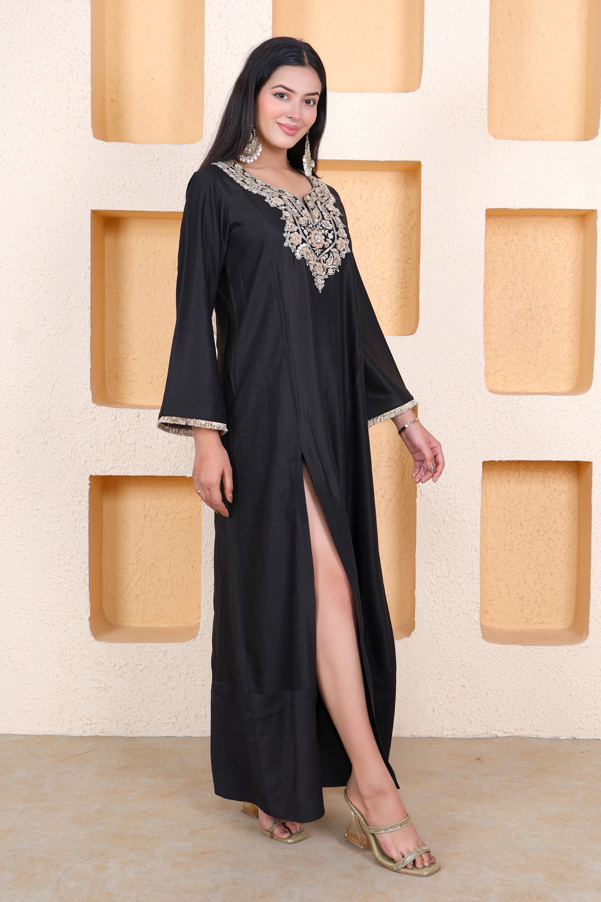 Example Product 1 - Black embroidered kaftan