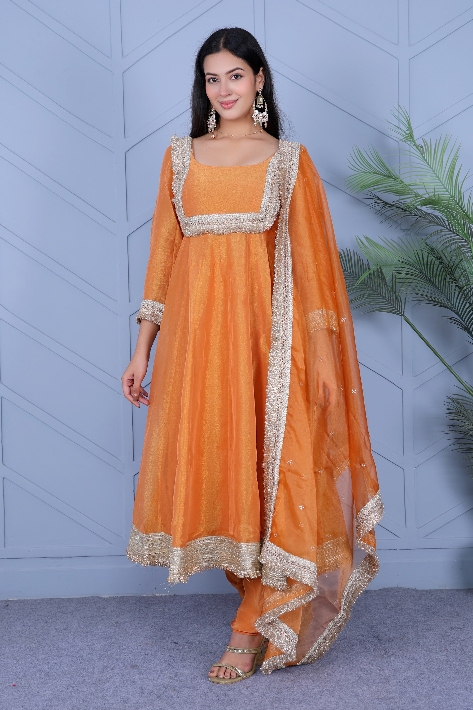 Example Product 14 - Orange anarkali with dupatta