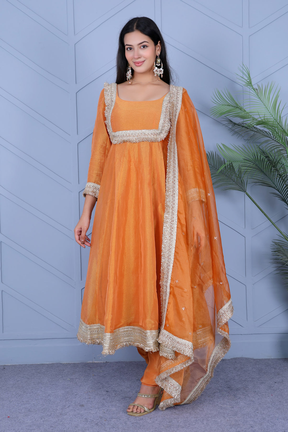Example Product 14 - Orange anarkali with dupatta