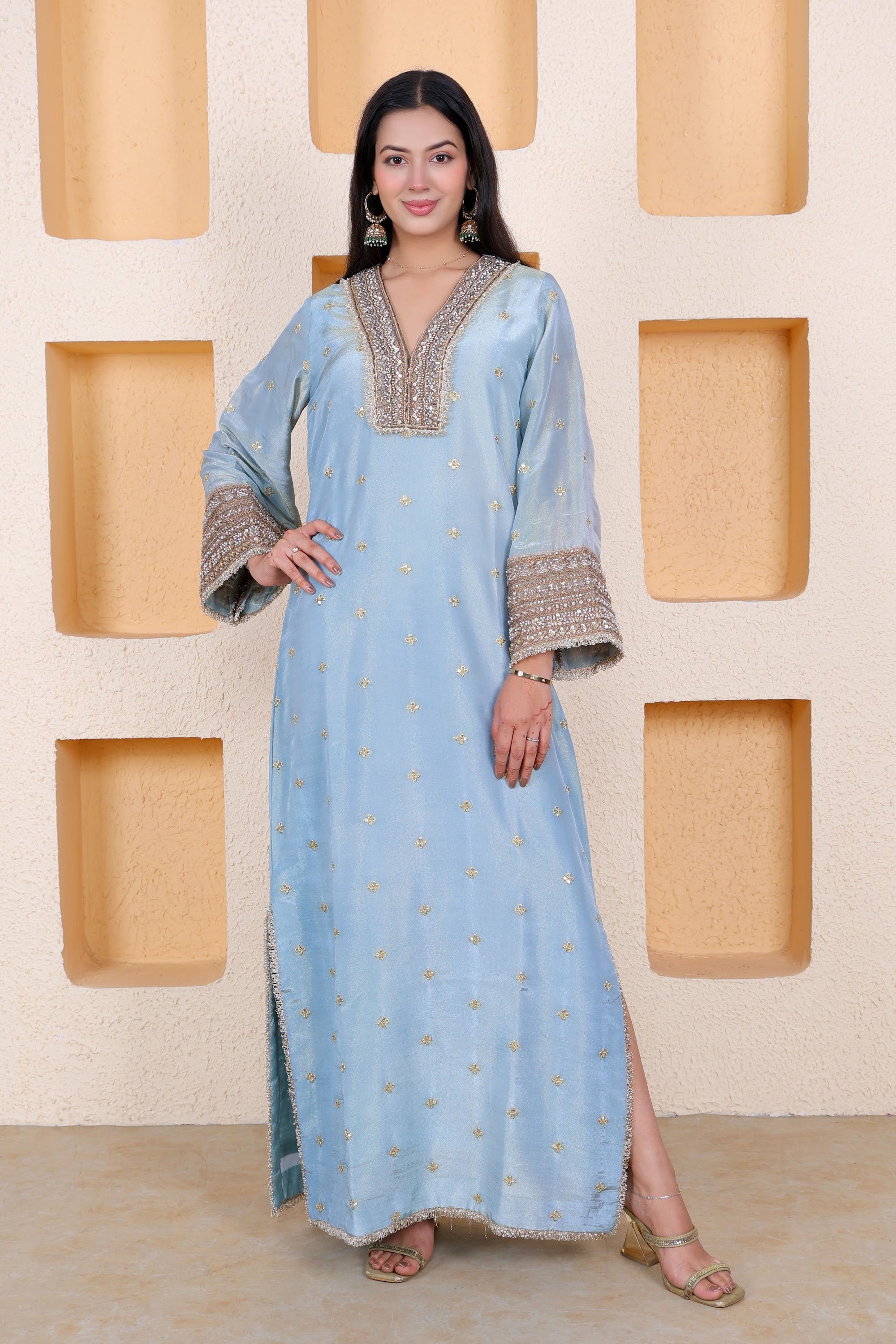Example Product 3 - Powder blue embroidered kurta