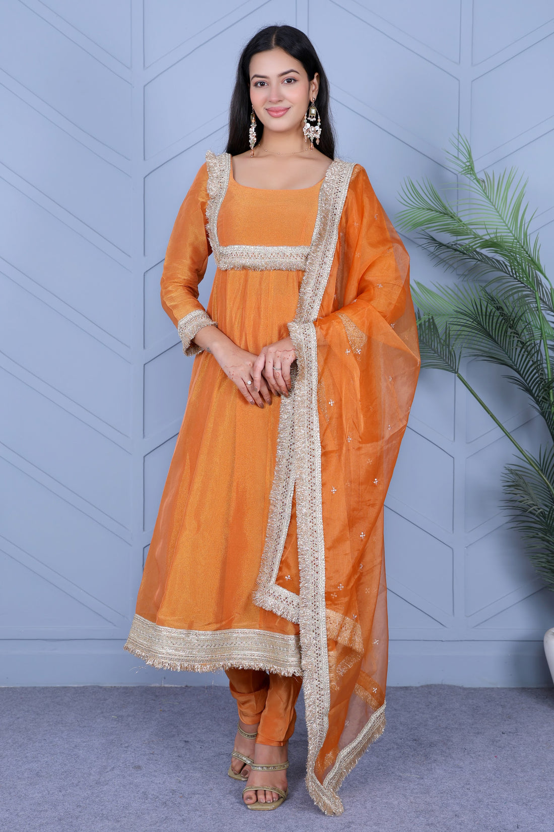 Example Product 14 - Orange anarkali with dupatta