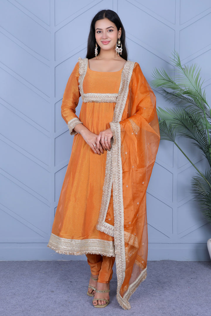 Example Product 14 - Orange anarkali with dupatta
