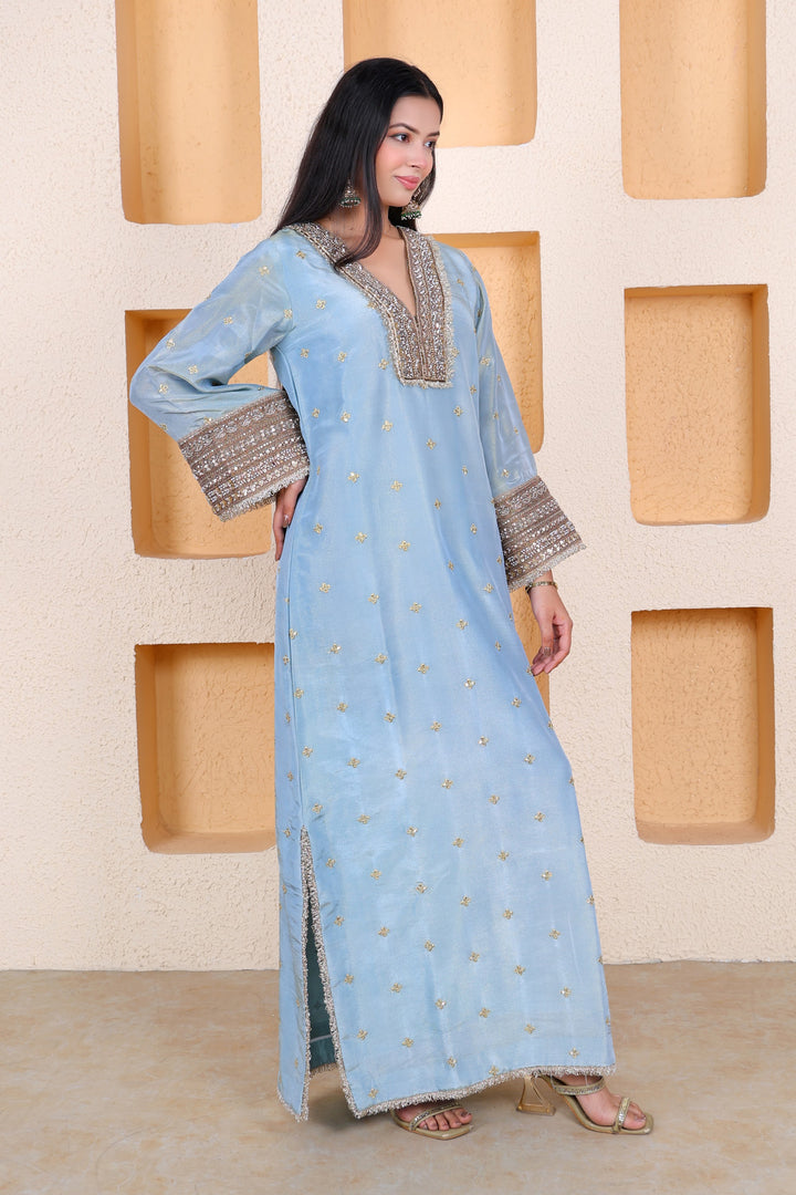 Example Product 3 - Powder blue embroidered kurta