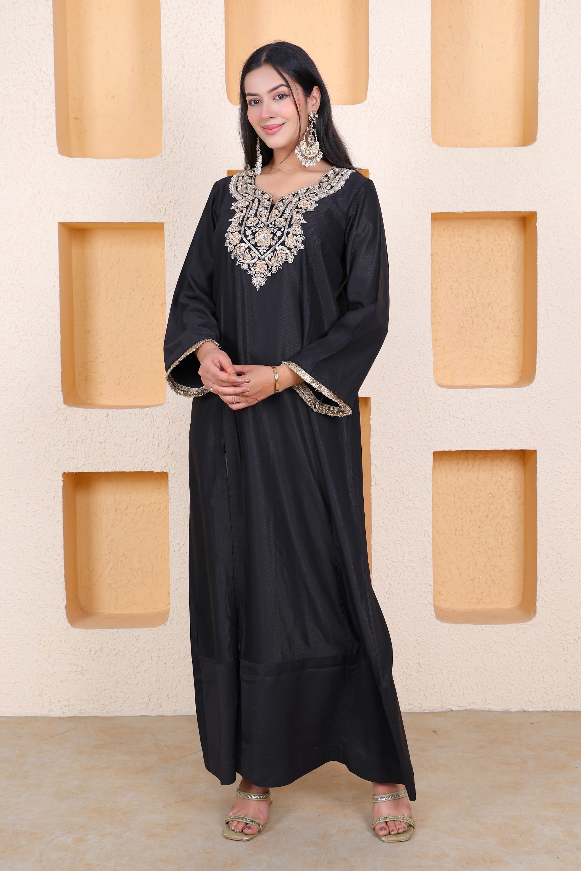 Example Product 1 - Black embroidered kaftan