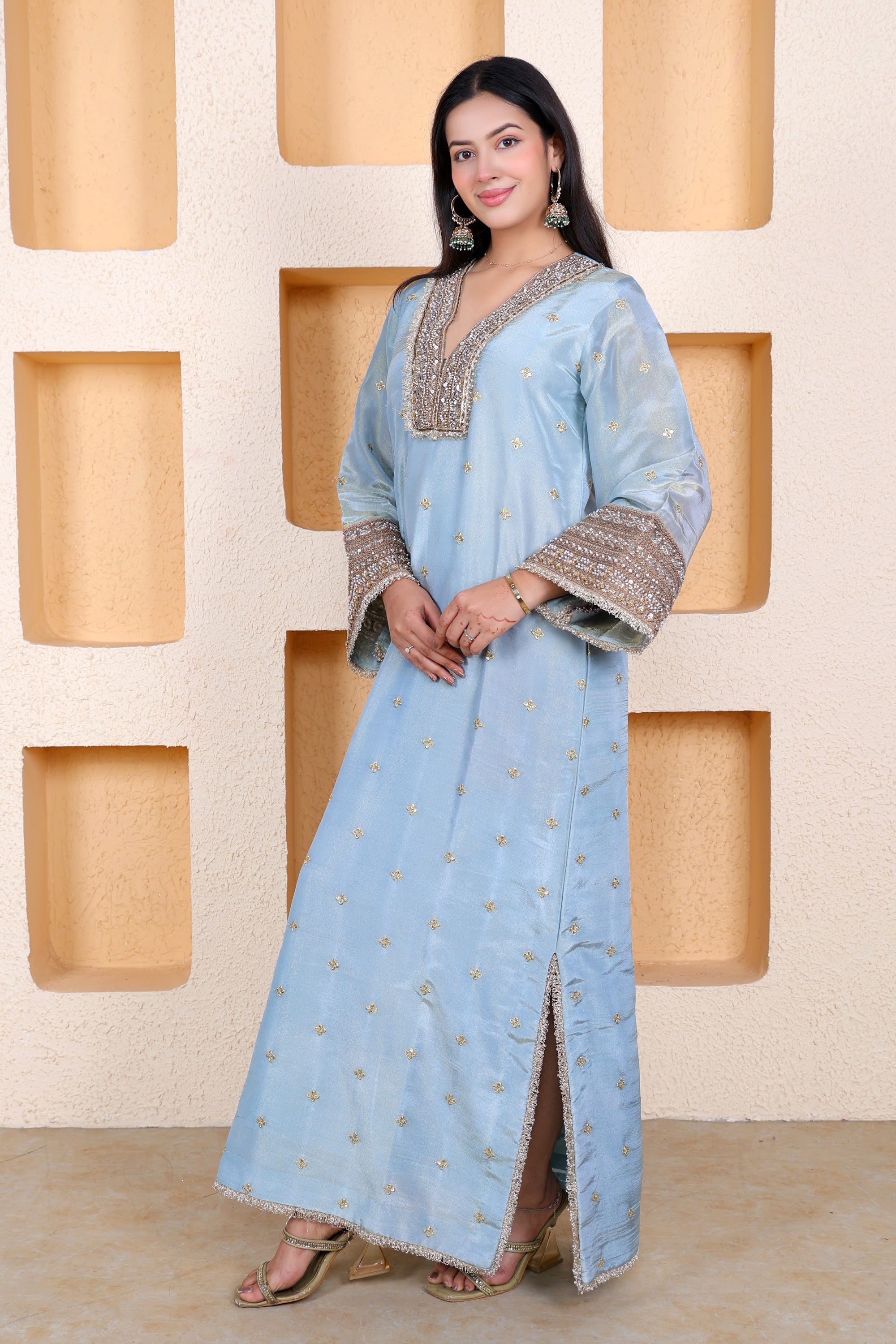 Example Product 3 - Powder blue embroidered kurta