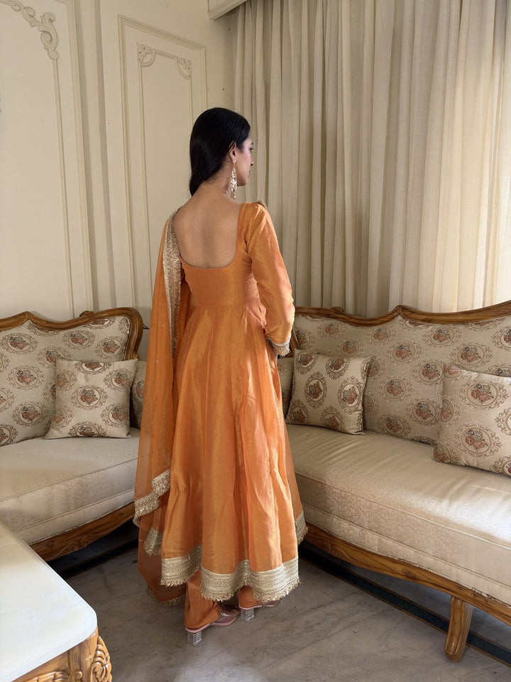 Rust Orange Anarkali with Dupatta